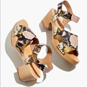 Madewell Johanna Crisscross Clog Sandal in Snake Skin Embossed Leather Size 6.5
